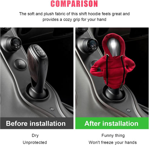 2PCS Car Shift Knob Hoodie, Fashionable Sweater Gear Shift Cover, Funny Auto Gear Shift Knob Cover for Winter, Interior Shift Knob Protector, Car ...