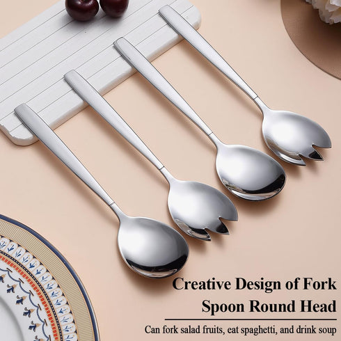 Salad Server Set 4 Pieces, Stainless Steel Salad Serving Set, Salad Spoon, Salad Servers, Salad Fork, Dishwasher Safe...