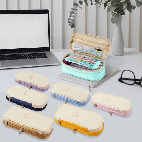 Sonuimy Large Capacity Pencil Case Pouch with Zipper, Portable Aesthetic Cute Big Capacity Pencil Cases Pen Office Travel Stationery Makeup Bag, D...