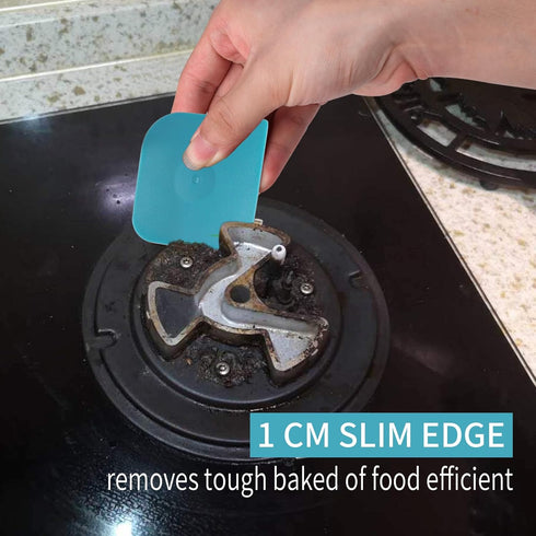 Blue Pan Scraper Dish Scraper Tool Set, 5 Pack Plastic Pot Scraper Food Scraper Nylon Non-Scratch Scraper, Polycarbonat Skillet Scraper Grease Bur...