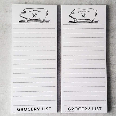 Bon Appetit Pig Refrigerator Notepads Grocery List - SET of TWO PADS...