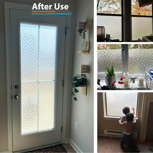 Bloss Privacy Window Film Decorative Window Film Frosted Window Decals Clear Glass Film Non-Adhesive for Home Office Glass,17.7 x 78.7inch...