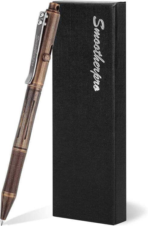 SMOOTHERPRO Solid Brass Bolt Action Pen Compatible with Pilot G2 Refill Stainless Steel Clip Heavy Weight for Tremor Parkinson Arthritic Hands Cop...
