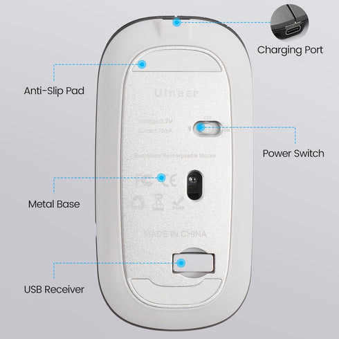Wireless Mouse Bluetooth,Rechargeable LED Bluetooth Mouse(BT 5.1+2.4G), Silent Computer Mice for Laptop Desktop, MacBook, Windows, Mac OS,Green...