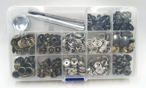 60 Sets 15mm 5/8" Mixed Heavy Duty Snap Fasteners Kit, Metal Snaps for Leather Crafts Sewing Repair Clothing Button Kit with Snap Installation Too...