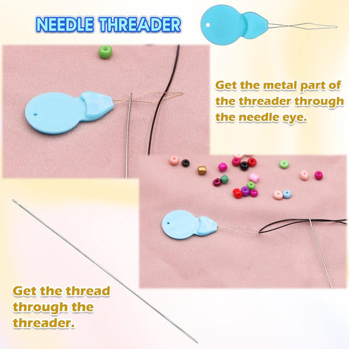 EuTengHao 19Pcs Big Eye Beading Needles Long Straight Beading Thread Needles Embroidery Needles Scissors Tweezers with Needle Bottle for Beading B...