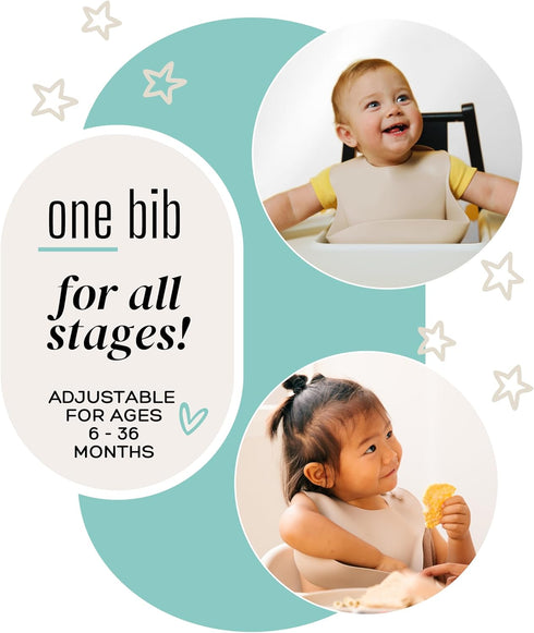 Silicone Baby Bib, French Navy | BPA FREE | Soft Adjustable Bib for Ages 6-36 Months...