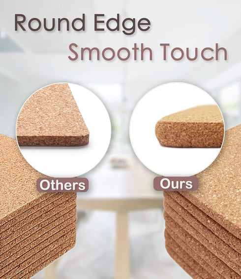 Cork Trivet, 4 Pcs High Density Thick Square Cork Trivets for Hot Dishes, 8 Inch Heat Resistant Multifunctional Cork Coaster, Cork Hot Pads for Ta...