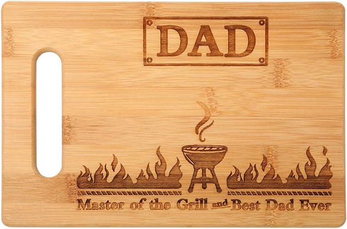Master Of The Grill And Best Dad Ever Cutting Board Gifts Bamboo Cutting Boards For Kitchen Housewarming Gift Present For Fathers Day 11x7inches...