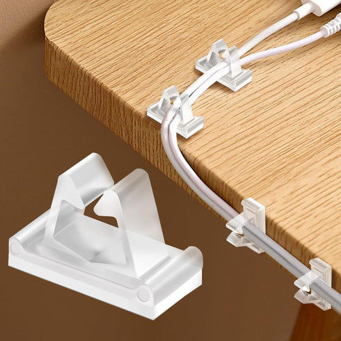 Clear Cable Management Clips, 50Pcs Adhesive Cord Holder Wire Hanger Electric Cord Organizers for Nightstand Office Desk Home Wall Car Wiring - Tr...