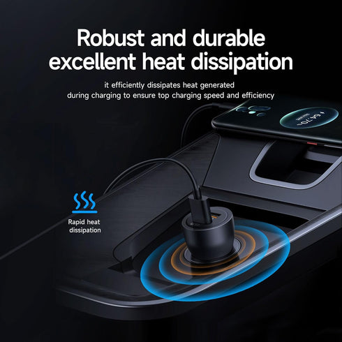 60W Car Charger USB C Fast Charge, Aluminum Dual Port Cigarette Lighter Adapter, Car Phone Charger for iPhone 15/14/13 Pro Max Plus, iPad, Samsung...