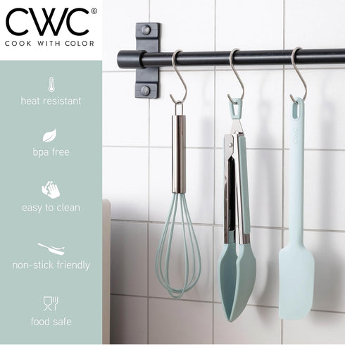 COOK WITH COLOR Silicone Cooking Utensils, 3 Pc Kitchen Utensil Set, Easy to Clean Silicone Kitchen Utensils, Cooking Utensils for Nonstick Cookwa...