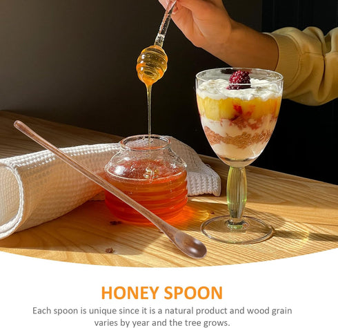 Operitacx 6 Pcs Wooden Spoons, Long Handle Wooden Mixing Spoons Bulk, Long Spoon Tea Spoons For Honey Spoon Mixing Stirring Eating Cooking...