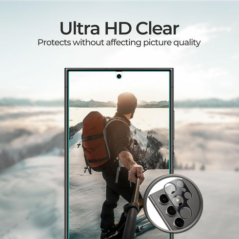 ArmorSuit 2+2 Pack for Samsung Galaxy S24 Ultra 6.8" Tempered Glass Screen Protector + Lens Protector Case Friendly 9H MilitaryShield (w/Alignment...