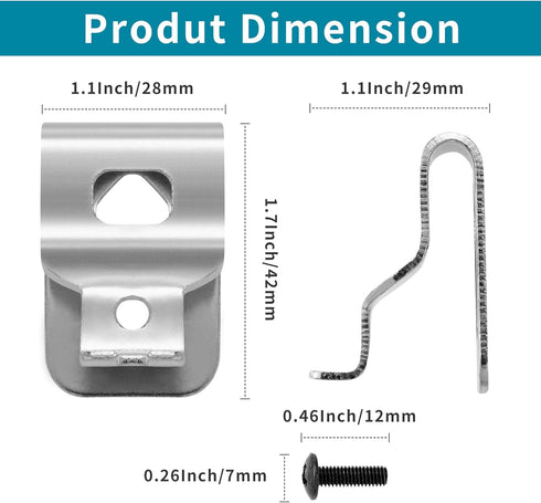 10 Packs Belt Clips for Dewalt, 304 Stainless Steel Drill Belt Clip Hook with Screws for Dewalt N268241, Drill Tool Clips Fit for Dewalt 20V Power...