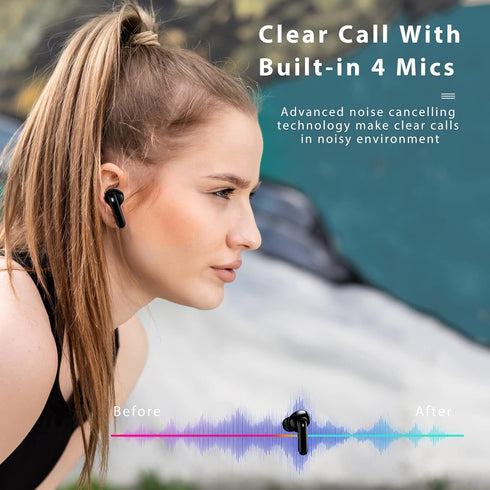 AWEI S1 Ultra Wireless Earbuds Bluetooth 5.3 Earbuds with 4 Mics Call Noise Cancelling, 13 mm Drivers, Stereo Sound Deep Bass in-Ear Headphones, G...