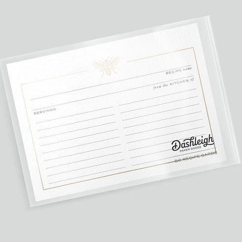 50 Gold Foil Bee Recipe Cards from Dashleigh, 4x6 inches, Double-Sided...