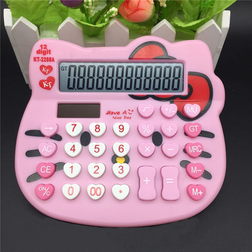 Hello Kitty Calculator,Xinyu Lighting Creative Cute Solar Calculator,12-bit Large LCD Screen, Suitable for Adults and Children?Solar and Battery P...