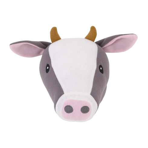 NoJo Plush Fleece Grey & White Cow Head Wall Decor, Charcoal, White, Peach...