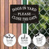 Dogs in Yard Please Close the Gate Sign, Yuntarda(2 Pack) 10x7inches Reflective Metal Signs 0.40 Aluminum Sign Pre-Drilled Holes For Easy Mounting...