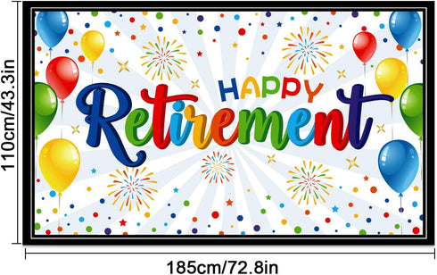 Colorful Retirement Banner Giant Backdrop for Retirement Party Supplies...
