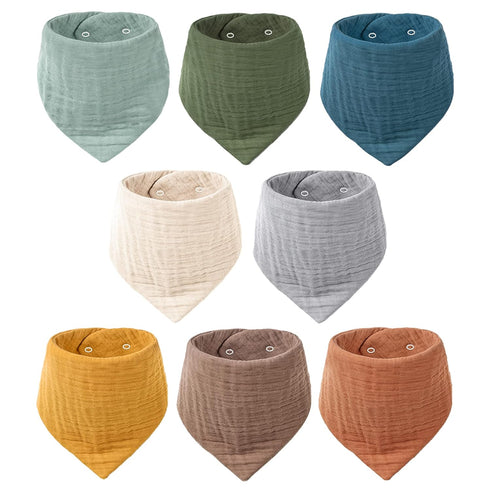 Konssy 8-Pack Muslin Baby Bibs, Absorbent Bandana Drool, 100% Cotton Unisex Baby Bibs for Teething and Drooling...