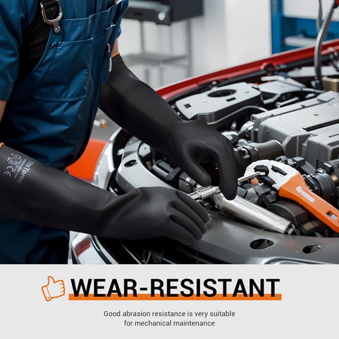 ThxToms Heavy Duty Latex Gloves, Resist Strong Acid, Alkali and Oil, 14", 1 Pair...