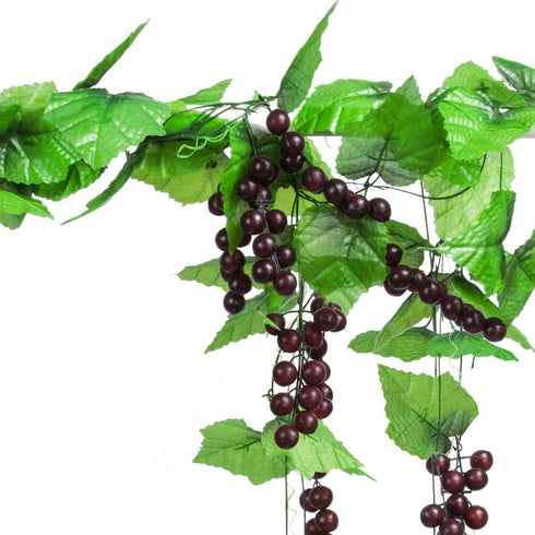 Meiliy 8FT 5pcs Artificial Greenery Chain Grapes Fake Vines Leaves Foliage Simulation Fruits for Home Room Garden Wedding Garland Outside Decorati...