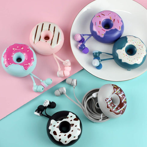QearFun Donut Earbuds for Kids, Cute Earbud & in-Ear Headphones Wired Gift for School Girls and Boys with Microphone and Lovely Earphones Storage ...