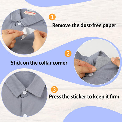 120PCS Collar Stays, No Curl Collar Polo Shirt Collar Stays for Men's Dress Shirts, PVC Collar Anti-Warping Edge Shaper, Shirt Collar Triangle Pat...
