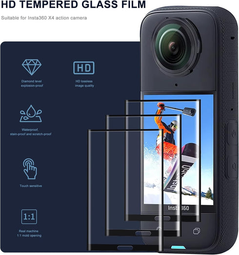FiTSTILL 3PCS LCD Screen Protector Appliable for Insta360 X4,TPU Hardness Ultra HD Tempered Screen Cover for Insta360X4 Scratch Resistant Camera A...