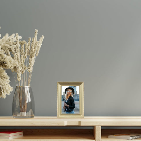Lawrence 11423 Antique Gold Brass 2x3 Picture Frame - Beaded Edge Design...