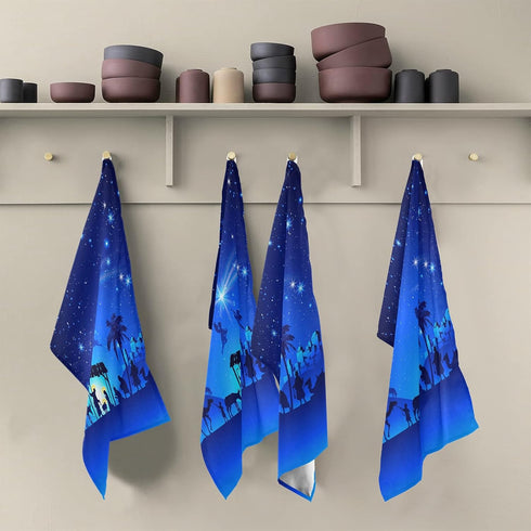 ALAZA Christmas Nativity Scene Decorative Kitchen Dish Towels Set of 4,Soft and Absorbent Kitchen Hand Towels Home Cleaning Towels Dishcloths,18 x...