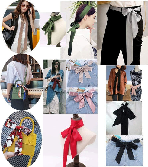 Stylish Soft Scarf Ribbon Scarf Long Skinny Satin Belt Sash Necktie Neck Scarf Choker for Women...