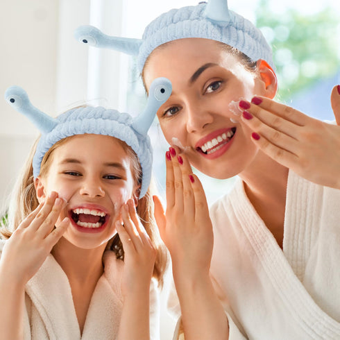 Blue Snail Face Wash Headband Funny Skincare Spa Headband Cute Alien Puffy Makeup Headbands for Women Stretchy Antenna Eyes Hair Wrap Hair Band fo...