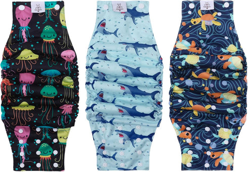 CuteBone Washable Dog Diapers Male with Snaps Reusable Doggie Belly Band for Male Dogs Wraps 3pcs a Pack KDM05XS...
