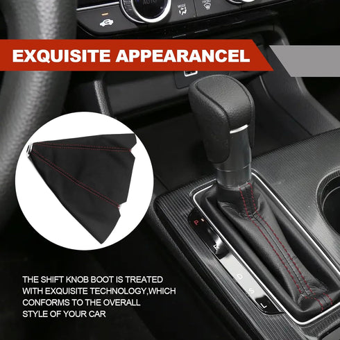 Universal Car Shift Knob dust Cover, Shift Knob dust Cover Black PU Leather Manual/Auto Shifter Shift Boots Cover, Compatible with Most Car Truck,...