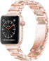 Light Apple Watch Band - Resin with Stainless Steel Luxury iWatch Band Compatible with Apple Watch Ultra Series 9 Series 8 Series 7 Series SE 6 5 ...