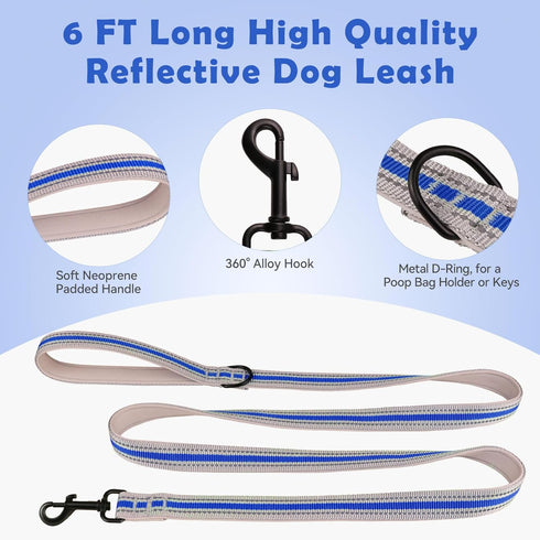 Martingale Collar for Dogs,Soft Neoprene Padded Reflective Martingale Collar and Leash Set Safety Buckle Nylon Martingale Dog Collars for Large Do...