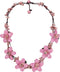 AeraVida Cute Flower Garden Pink Leather and Reconstructed Red Coral Choker Necklace | Leather Flower Choker Necklace | Pink Leather Necklace for ...