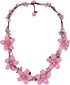 AeraVida Cute Flower Garden Pink Leather and Reconstructed Red Coral Choker Necklace | Leather Flower Choker Necklace | Pink Leather Necklace for ...