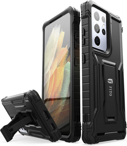 FITO for Samsung Galaxy S21 Ultra 5G Case, Dual Layer Shockproof Heavy Duty Case for Samsung S21 Ultra 5G Phone Built-in Kickstand, without Screen...
