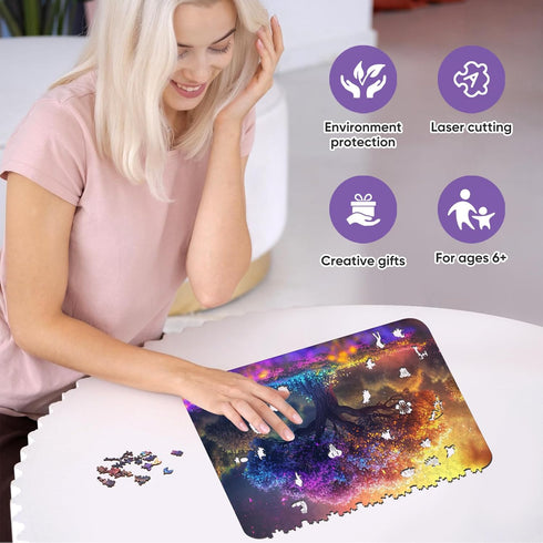 Wooden Puzzles for Adults,Tree of Life Wooden jigsaw puzzles 200pcs,8.3x12in,Medium,Unique Shape adult Puzzles,Irregular Wood Puzzles Creative Gif...