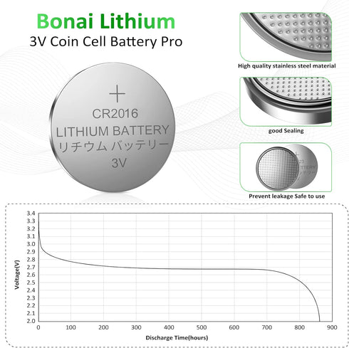 BONAI CR2016 Battery 3V Lithium Battery Coin Button Batteries 30 Count...