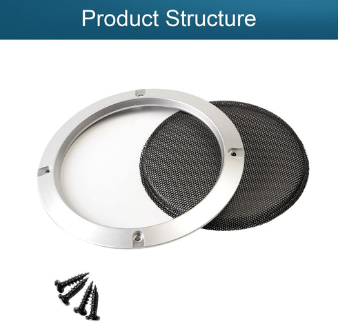 Fielect 5" Speaker Grill Cover Mesh Decorative Circle Woofer Guard Protector Cover Audio Accessories Metal Trim Silver with 4 Screws...