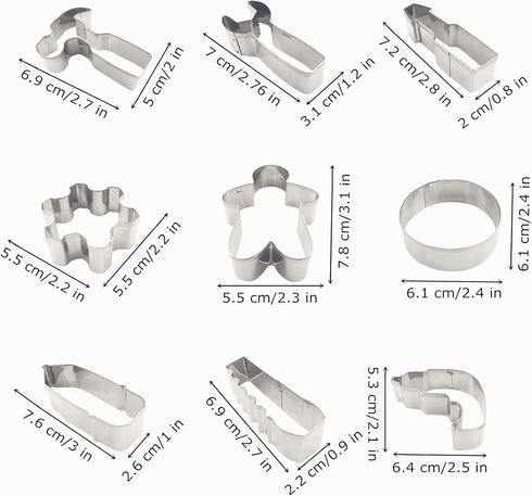 Mini Construction Tools Cookie Cutters Set of 9 pcs, Stainless Steel Mini Hardware Tools Series Shaped Fondant Baking Molds For Father's Day...