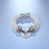 UNY Popcorn Chain Center Circle Pave Stone Unique Bracelet Magnetic Claps Designer Inspired Jewelry...