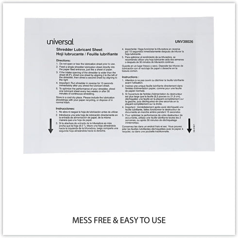 Universal RS-SLS-02 5.5 in. x 2.8 in. Shredder Lubricant Sheets (24/Pack)...