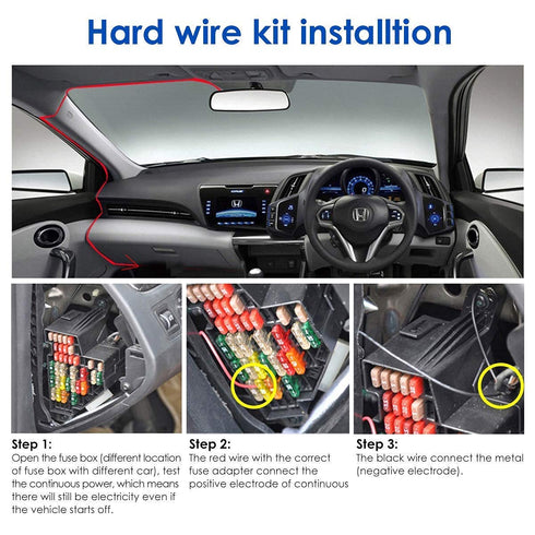 Dash Cam Hardwire Kit 12-24V to 5V / 3A, Micro USB & Mini USB Hard Wire Kit Fuse for Dashcam, Dash Camera Charger Power Cord, ? 13ft...