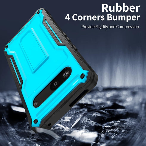 ExoGuard for Google Pixel 7 Case, Rubber Shockproof Full-Body Cover Case Come with a Tempered Glass Screen Protector and Kickstand (Blue)...